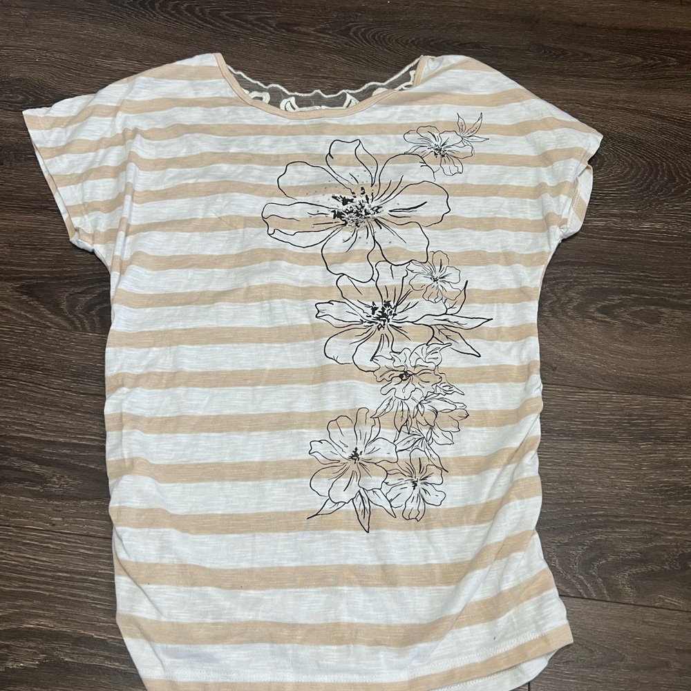 Inspire Maternity Striped Shirt with Floral Design